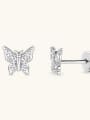 thumb 925 Sterling Silver Cubic Zirconia White Butterfly Minimalist Stud Earring 4