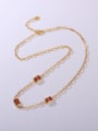 thumb 925 Sterling Silver Cubic Zirconia Orange Minimalist Link Necklace 0