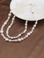 thumb 925 Sterling Silver Freshwater Pearl White Tila Bead Round Minimalist Cuban Necklace 1