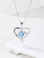 thumb 925 Sterling Silver Cubic Zirconia Blue Minimalist Link Necklace 3