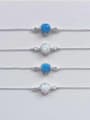 thumb 925 Sterling Silver Synthetic Opal White Minimalist Link Bracelet 0
