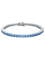 thumb 925 Sterling Silver Cubic Zirconia Blue Minimalist Tennis Bracelet 0