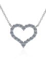 thumb 925 Sterling Silver Moissanite White Heart Minimalist Lariat Necklace 0