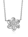 thumb 925 Sterling Silver Cubic Zirconia White Flower Minimalist Lariat Necklace 1