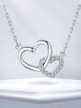 thumb 925 Sterling Silver Cubic Zirconia White Heart Minimalist Link Necklace 0