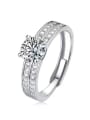 thumb 925 Sterling Silver Moissanite White Dainty Band Ring 0