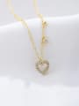 thumb 925 Sterling Silver Cubic Zirconia White Heart Minimalist Link Necklace 1