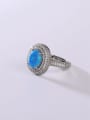 thumb 925 Sterling Silver Synthetic Opal Blue Minimalist Band Ring 2