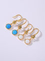 thumb 925 Sterling Silver Synthetic Opal Multi Color Minimalist Hook Earring 0