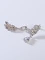 thumb 925 Sterling Silver Cubic Zirconia White Feather Minimalist Stud Earring 2