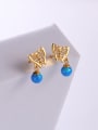 thumb 925 Sterling Silver Synthetic Opal Multi Color Butterfly Minimalist Stud Earring 0