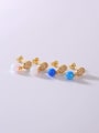 thumb 925 Sterling Silver Synthetic Opal Multi Color Minimalist Stud Earring 0
