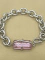 thumb Brass Cubic Zirconia Pink Trend Link Bracelet 1