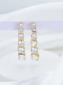 thumb 925 Sterling Silver Cubic Zirconia Rectangle Trend Threader Earring 0