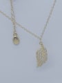 thumb 925 Sterling Silver Cubic Zirconia White Leaf Dainty Necklace 2