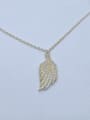 thumb 925 Sterling Silver Cubic Zirconia White Leaf Dainty Necklace 3