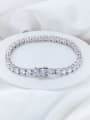 thumb 925 Sterling Silver Cubic Zirconia White Round Link Bracelet 0