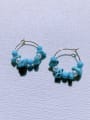 thumb Brass Turquoise Irregular Vintage Handmade Beaded Huggie Earring 0