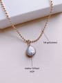 thumb Brass Imitation Pearl Water Drop Minimalist Beads Chain Necklace 2