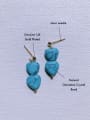 thumb Brass Turquoise Heart Vintage  Handmade Beaded Drop Earring 3