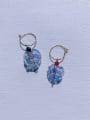 thumb Brass Glass beads Heart Minimalist Handmade Beaded  Huggie Earring 0