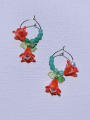 thumb Brass Natural  Gemstone Crystal Flower Minimalist Handmade Beaded Drop Earring 0