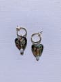 thumb Brass Glass beads Heart Minimalist  Handmade Beaded  Huggie Earring 3