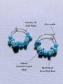 thumb Brass Turquoise Irregular Vintage Handmade Beaded Huggie Earring 1