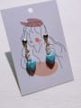 thumb Brass Turquoise Heart Vintage Handmade Beaded Drop Earring 2