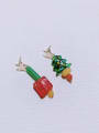 thumb Natural Gemstone Crystal Beads Handmade Asymmetrical Christmas Series Drop Earring 0
