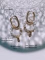 thumb Brass Imitation Pearl Geometric Vintage Handmade Beaded Drop Earring 1