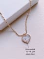 thumb Brass Shell Heart Minimalist  Beads Chain Necklace 2