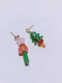 thumb Natural Gemstone Crystal Beads Handmade Asymmetrical Christmas Series Drop Earring 0