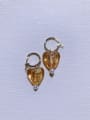 thumb Brass Glass beads Heart Minimalist  Handmade Beaded  Huggie Earring 2