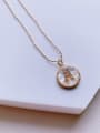 thumb Brass Shell Letter Minimalist Beads Chain Necklace 0