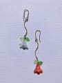 thumb Brass Plastic Flower Minimalist Handmade Hook Earring 0