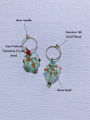 thumb Brass Glass beads Heart Minimalist Handmade Beaded  Huggie Earring 4