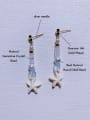 thumb Brass Natural  Gemstone Crystal  Pentagram Minimalist Handmade Beaded Drop Earring 1