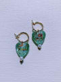 thumb Brass Glass beads Heart Minimalist  Handmade Beaded  Huggie Earring 0