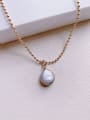 thumb Brass Imitation Pearl Water Drop Minimalist Beads Chain Necklace 0
