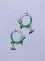 thumb Brass Natural  Gemstone Crystal Flower Minimalist Handmade Beaded Drop Earring 2