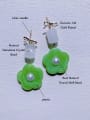 thumb Brass Natural  Gemstone Crystal Flower Minimalist Handmade Beaded Drop Earring 1