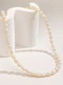 thumb Brass Freshwater Pearl White Minimalist Necklace 1