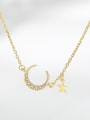 thumb 925 Sterling Silver Cubic Zirconia Gold Star Minimalist Link Necklace 1