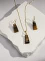 thumb Minimalist Geometric Brass Natural Stone Multi Color Stone Earring and Necklace Set 2