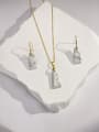 thumb Minimalist Geometric Brass Natural Stone Multi Color Stone Earring and Necklace Set 3