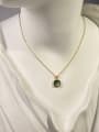 thumb Brass Natural Stone Square Minimalist Link Necklace 4