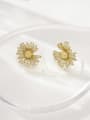 thumb 925 Sterling Silver Cubic Zirconia Gold Plant Series Minimalist Cluster Earring 1