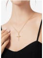 thumb Brass Cubic Zirconia Gold Cross Minimalist Regligious Necklace 3