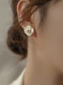 thumb Brass Cubic Zirconia White Flower Minimalist Stud Earring 2